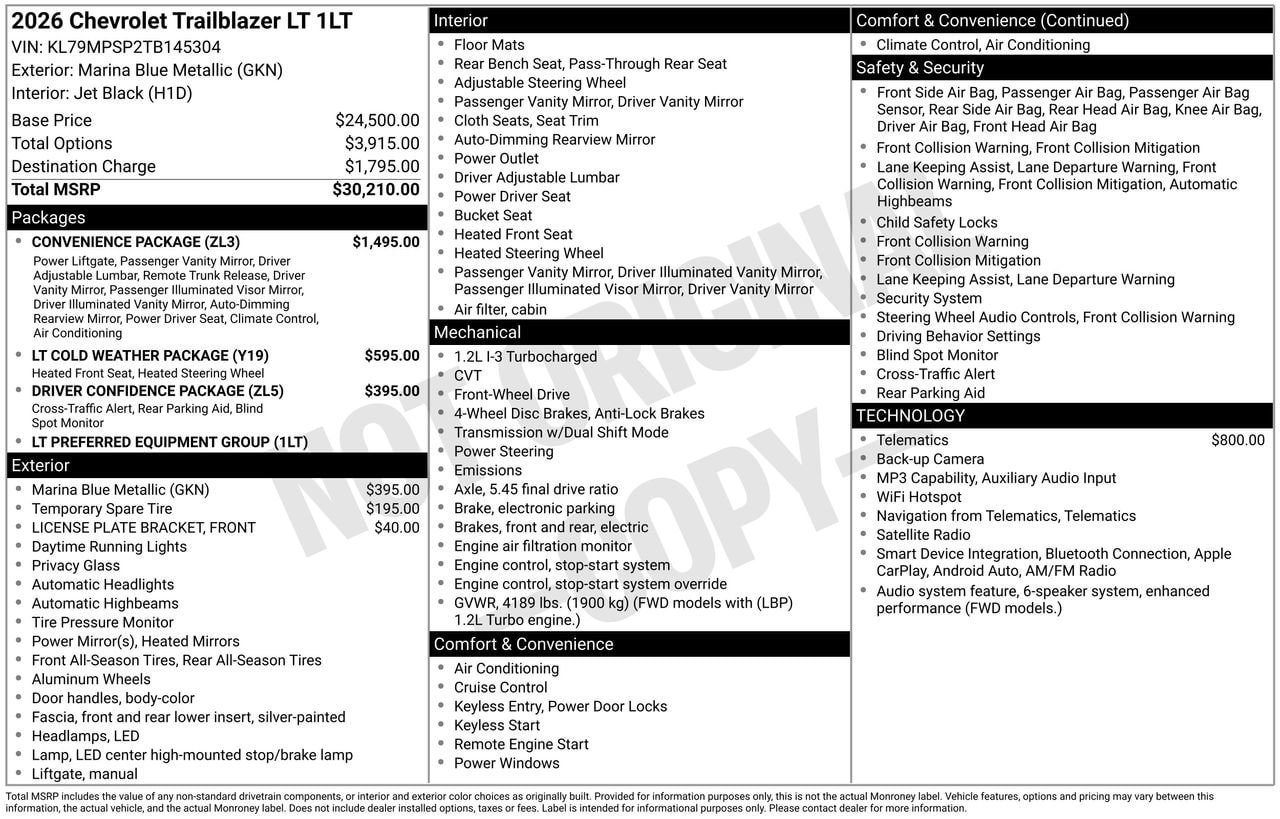 New 2026 Chevrolet TrailBlazer LT w/ Convenience Package FWD image 4