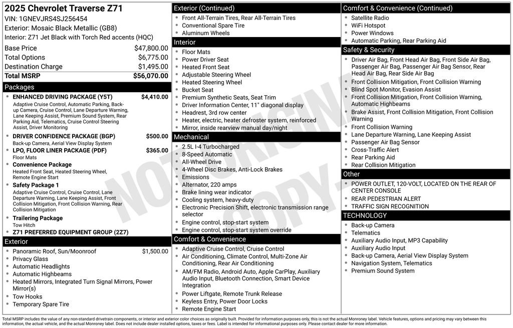 Used 2025 Chevrolet Traverse Z71 w/ Enhanced Driving Package image 9