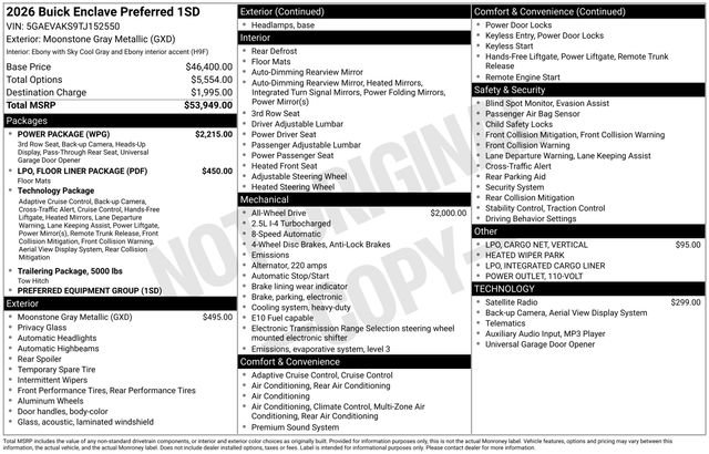 New 2026 Buick Enclave Preferred w/ Power Package AWD/4WD image 4