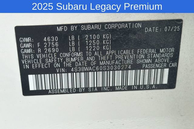 Used 2025 Subaru Legacy Premium w/ Popular Package #1A AWD/4WD image 11