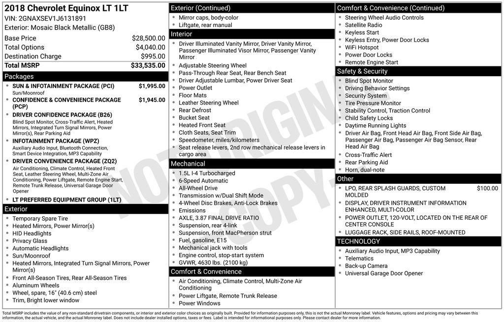Used 2018 Chevrolet Equinox LT w/ Sun & Infotainment Package image 28