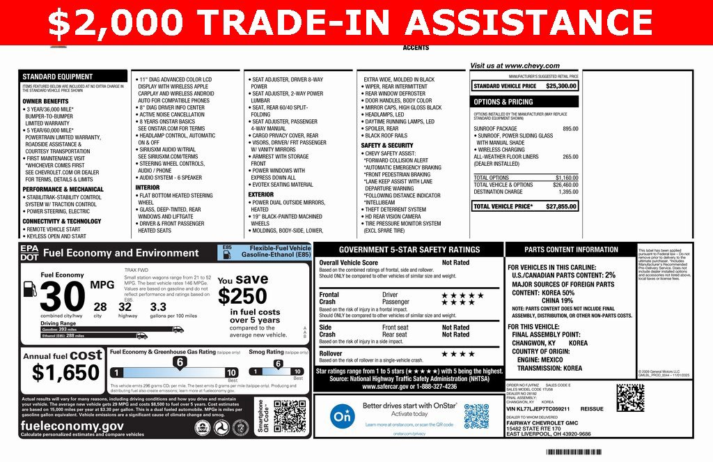 New 2026 Chevrolet Trax RS w/ Sunroof Package image 4