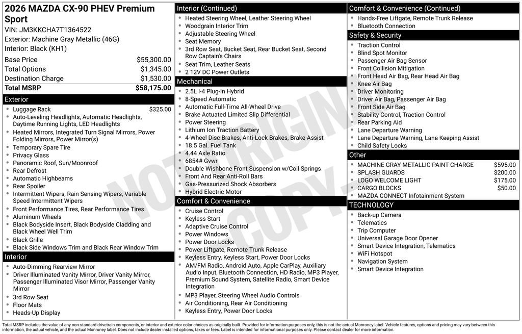 New 2026 MAZDA CX-90 Plug-In Hybrid w/Premium Sport image 3