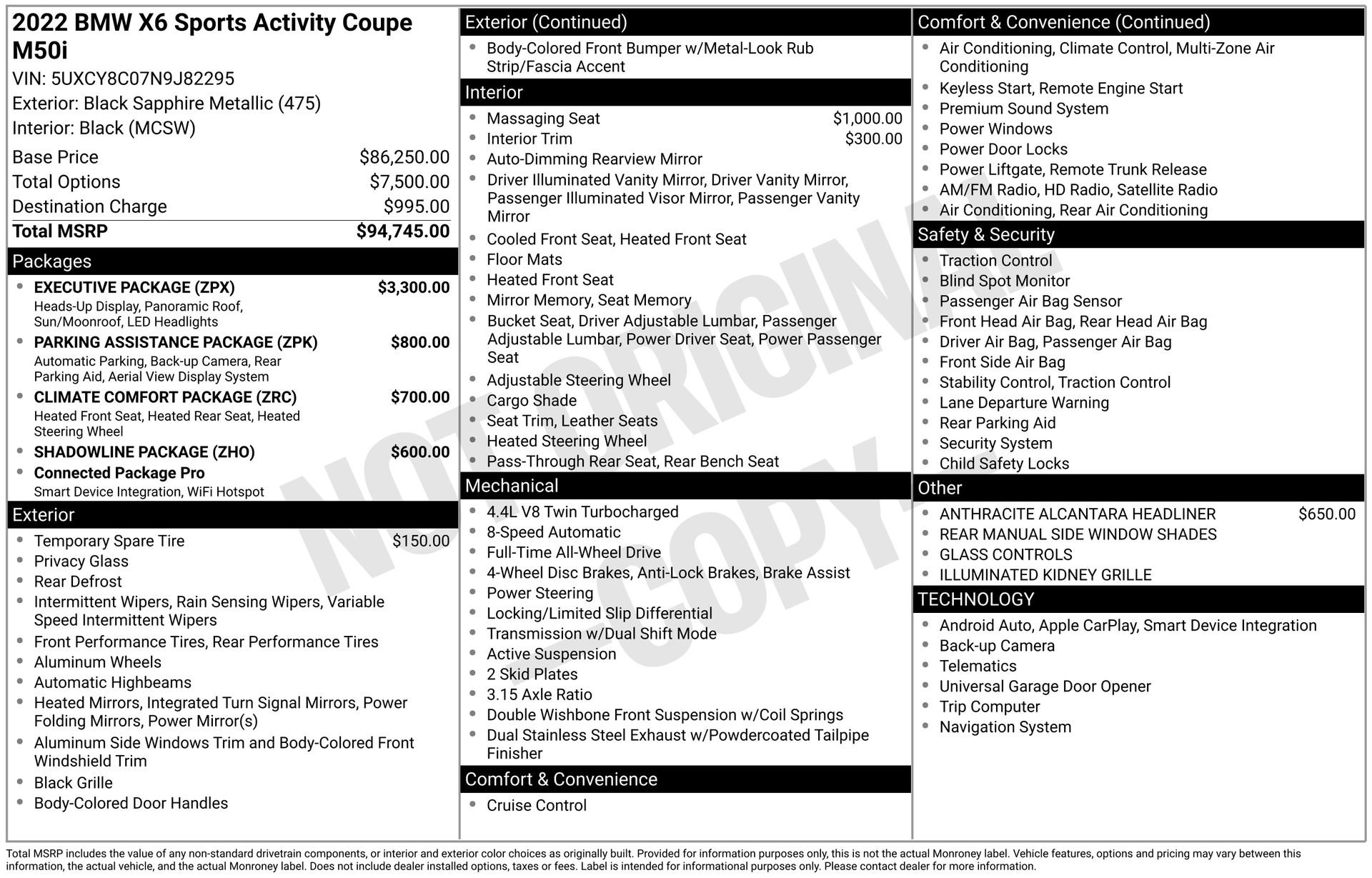 Used 2022 BMW X6 M50i w/ Executive Package image 44