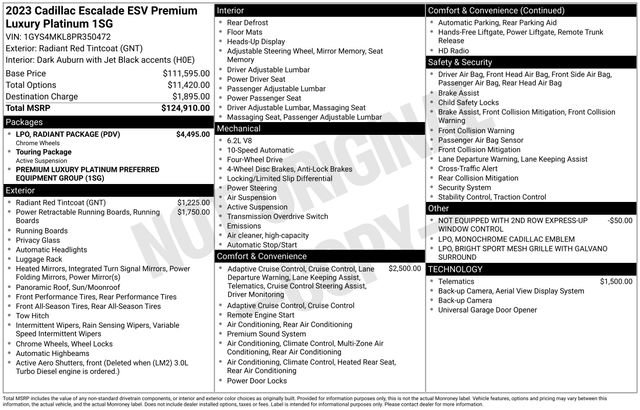 Certified 2023 Cadillac Escalade ESV Premium Luxury Platinum w/ LPO, Radiant Package image 27