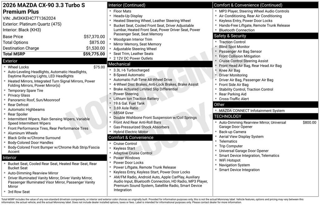 New 2026 MAZDA CX-90 3.3 Turbo S w/ Premium Plus image 6