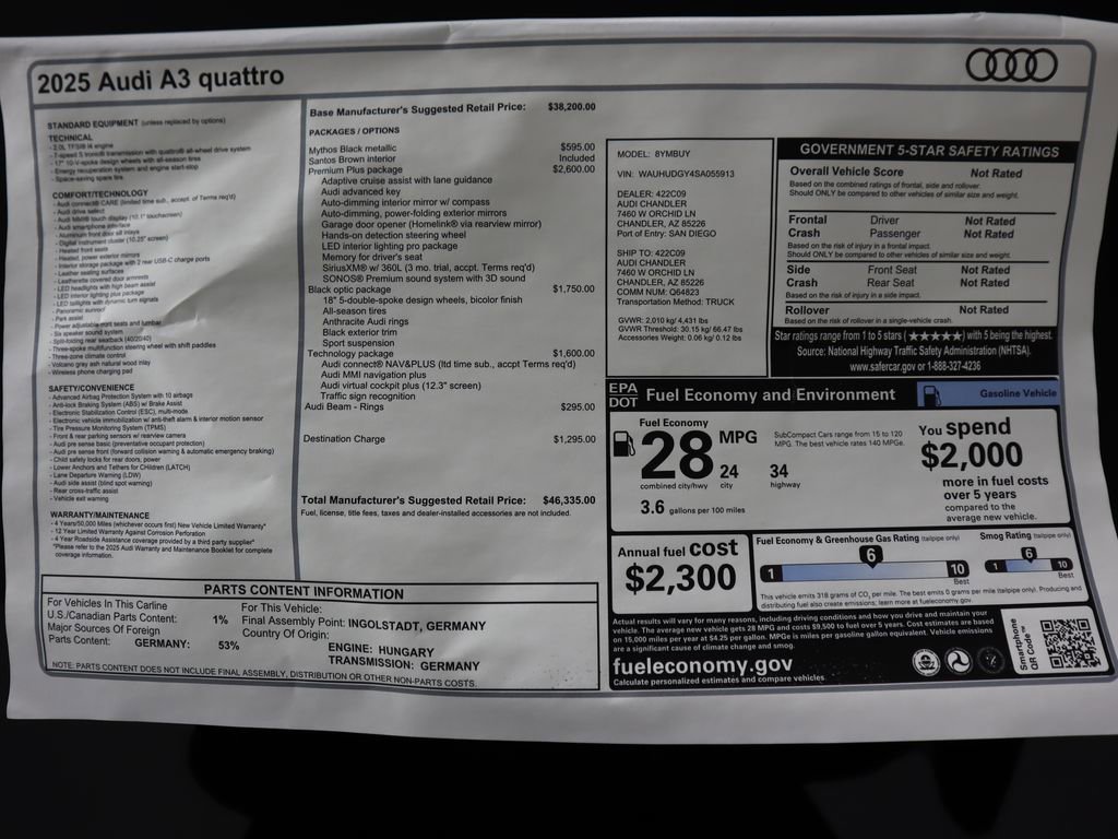 Used 2025 Audi A3 2.0T Premium Plus w/ Premium Plus Package image 10