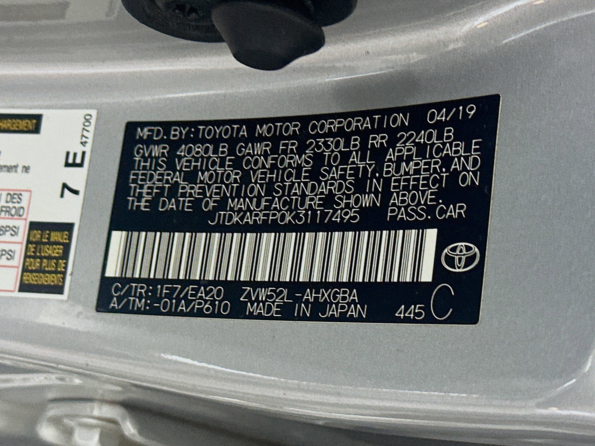 Used 2019 Toyota Prius Prime Premium w/ Carpet Mat Package FWD image 12