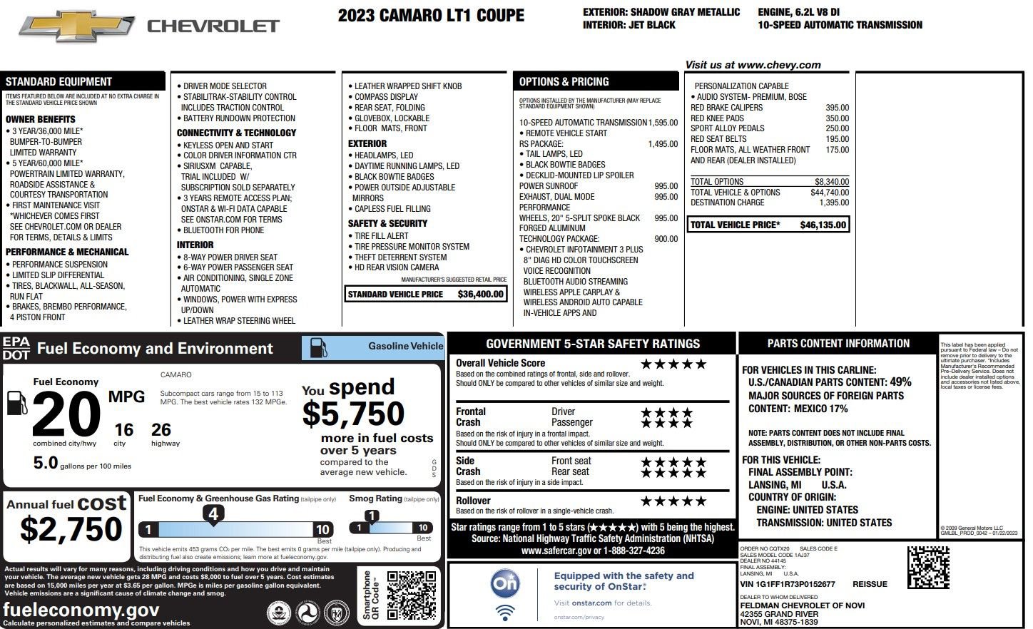 Used 2023 Chevrolet Camaro LT w/ RS Package RWD image 31