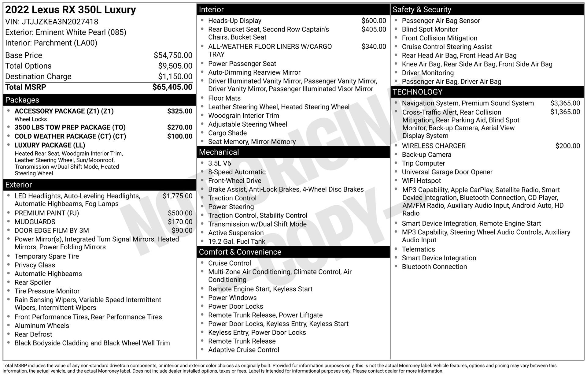 Used 2022 Lexus RX 350L Luxury w/ Accessory Package (Z1) FWD image 1