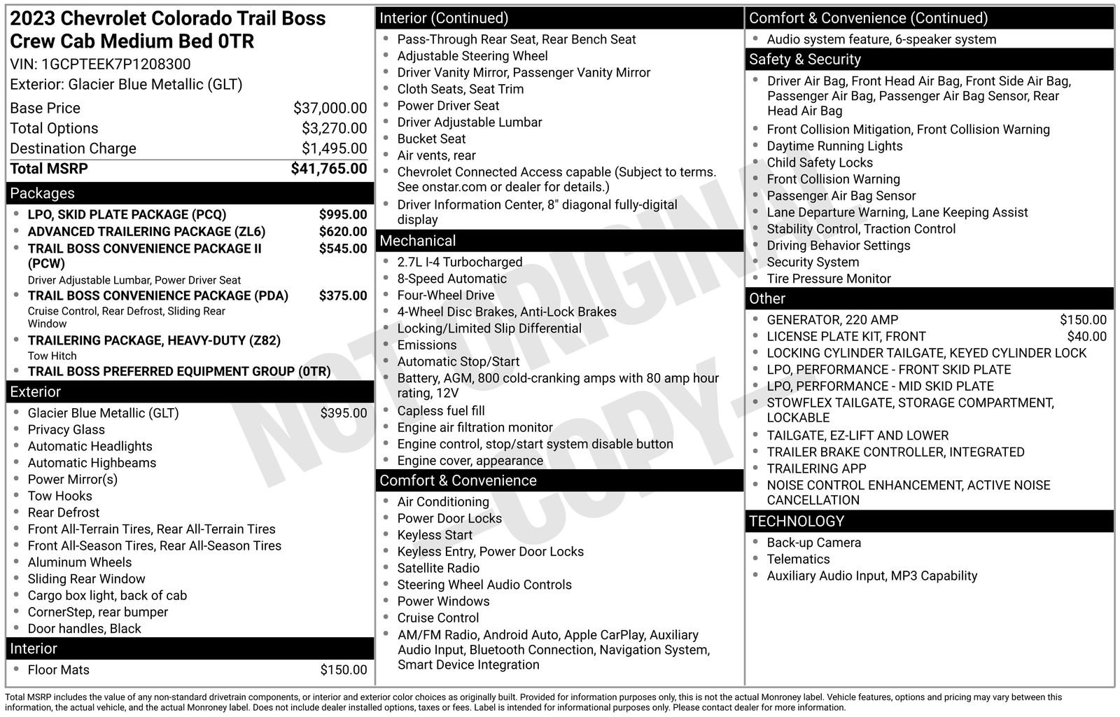 Used 2023 Chevrolet Colorado Trail Boss w/ LPO, Skid Plate Package AWD/4WD image 16