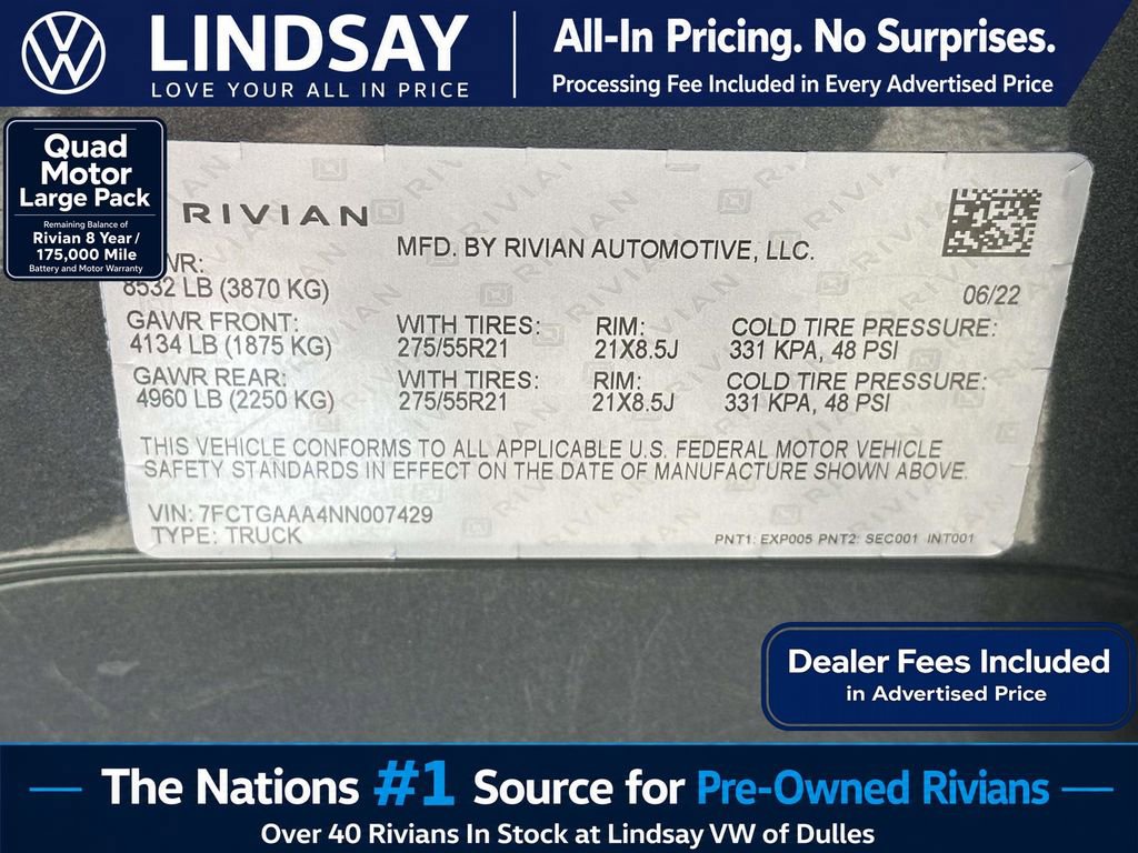 Used 2022 Rivian R1T Adventure AWD/4WD image 27
