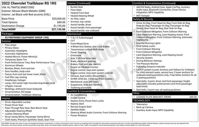 Used 2022 Chevrolet TrailBlazer RS image 37