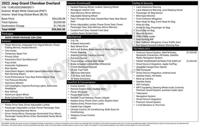 Used 2022 Jeep Grand Cherokee Overland RWD image 30