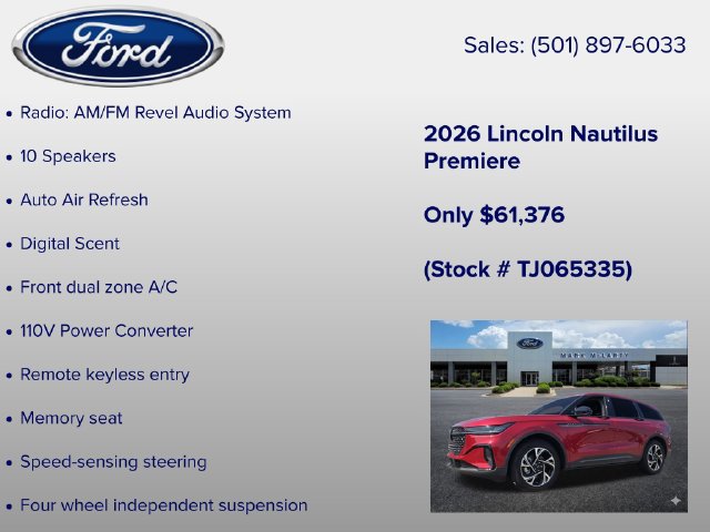 New 2026 Lincoln Nautilus Premier w/ Equipment Group 102A AWD/4WD image 18