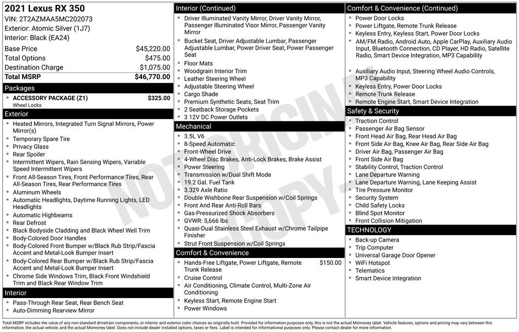 Used 2021 Lexus RX 350 FWD w/ Accessory Package image 13