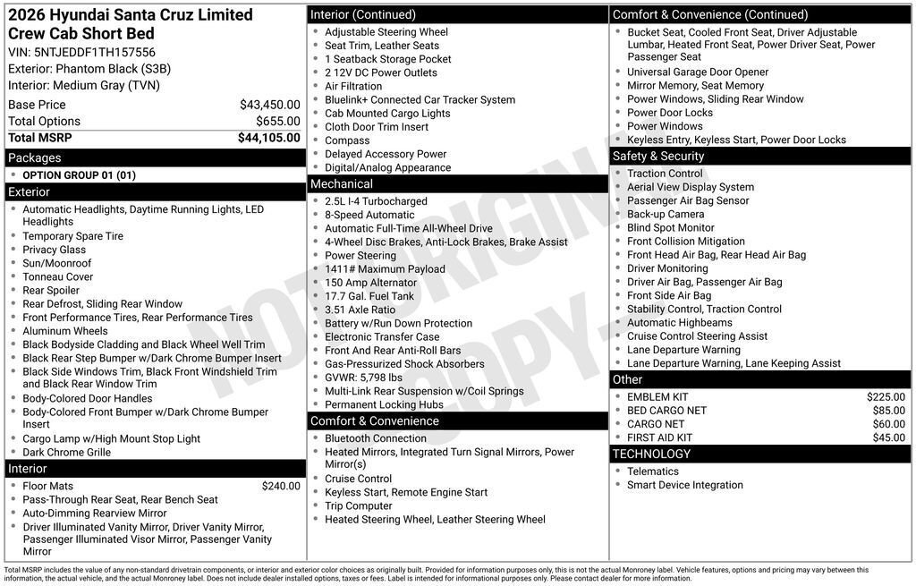 New 2026 Hyundai Santa Cruz Limited
