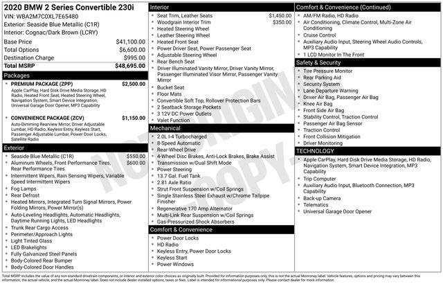 Used 2020 BMW 230i Convertible w/ Premium Package RWD image 15