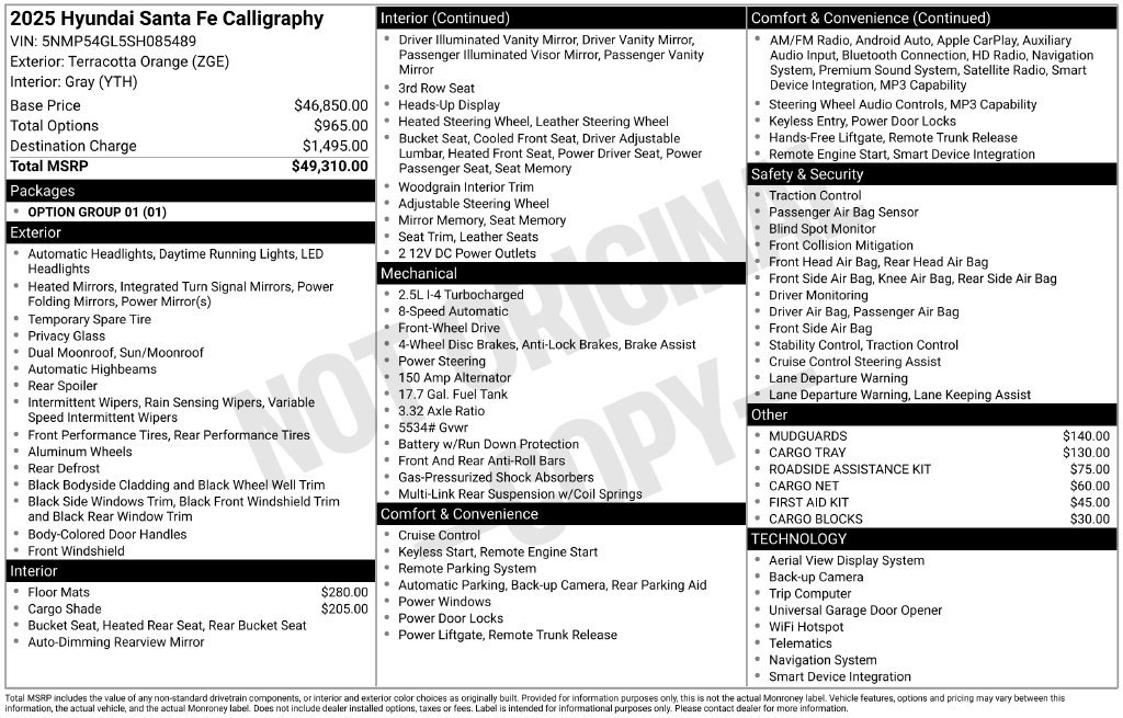 Certified 2025 Hyundai Santa Fe Calligraphy FWD image 30