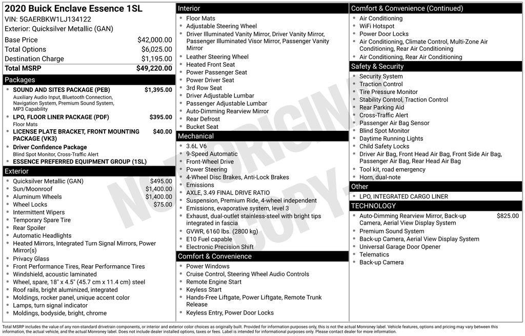 Used 2020 Buick Enclave Essence w/ Sound and Sites Package FWD image 3