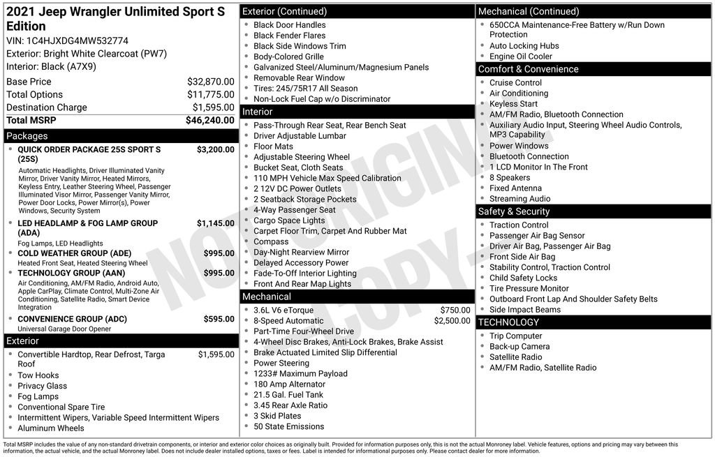 Used 2021 Jeep Wrangler Unlimited Sport AWD/4WD image 5