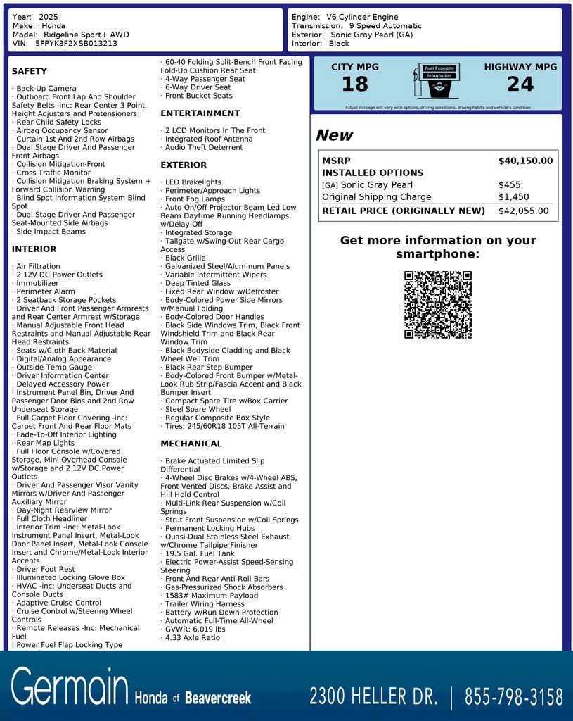 Certified 2025 Honda Ridgeline Sport+ image 33