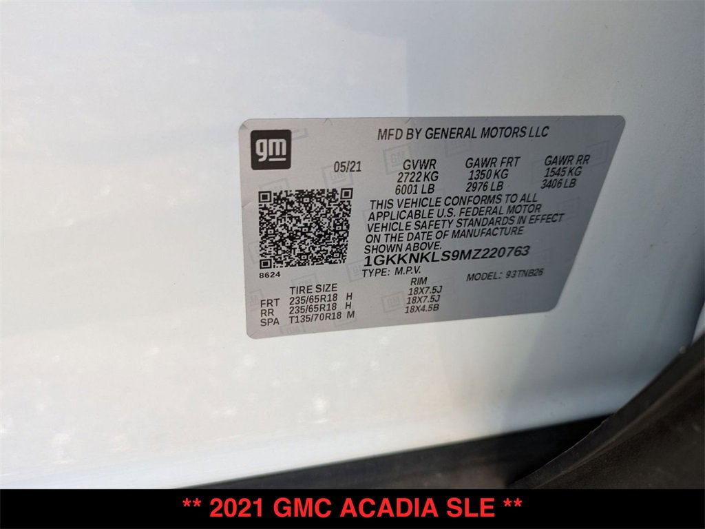 Used 2021 GMC Acadia SLE w/ Driver Convenience Package image 32