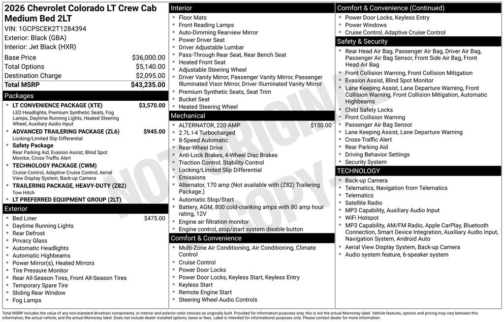 New 2026 Chevrolet Colorado LT w/ LT Convenience Package RWD image 33
