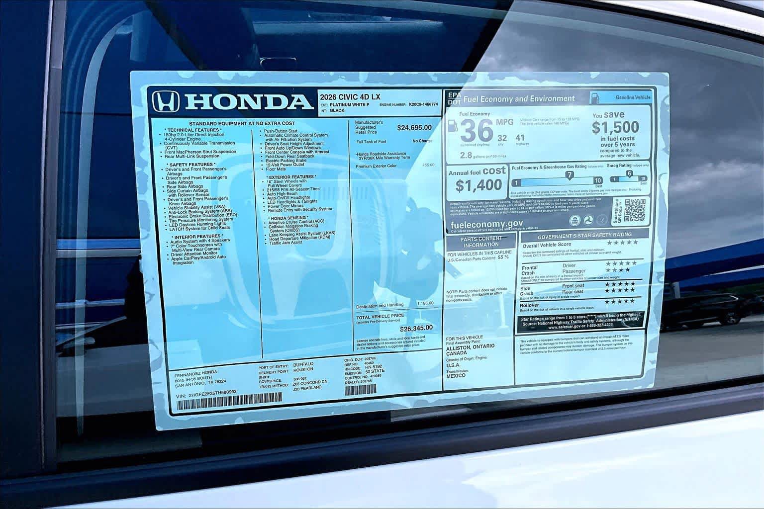 New 2026 Honda Civic LX image 18