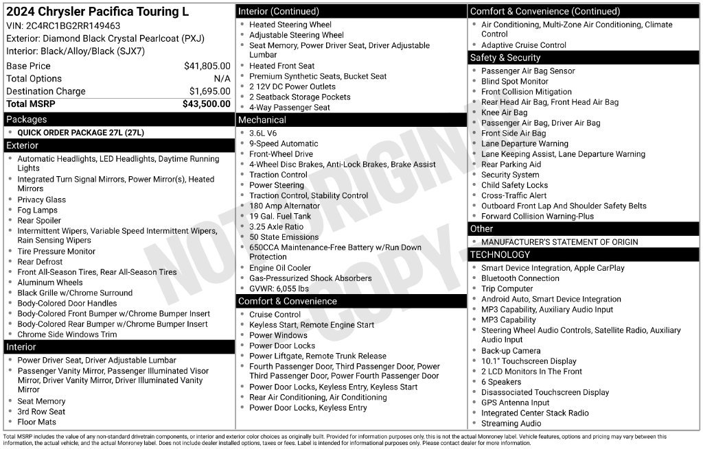 Used 2024 Chrysler Pacifica Touring-L FWD image 7