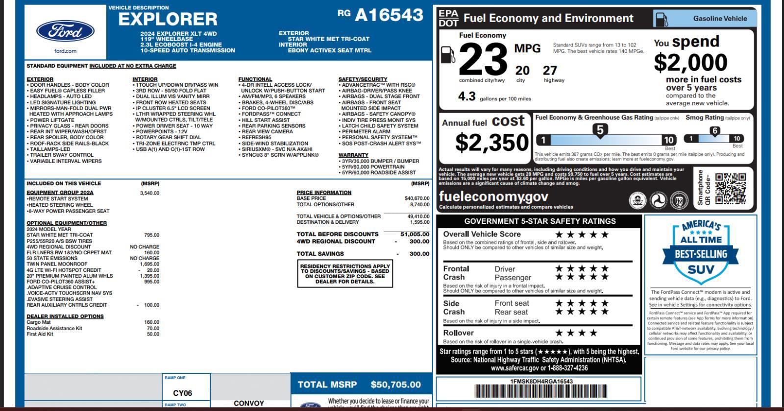 Used 2024 Ford Explorer XLT w/ Equipment Group 202A image 4