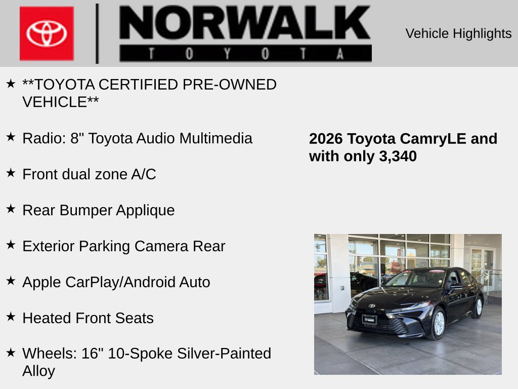 Certified 2026 Toyota Camry LE FWD image 10