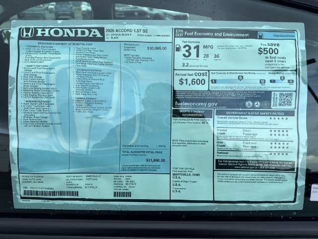 New 2026 Honda Accord SE image 32