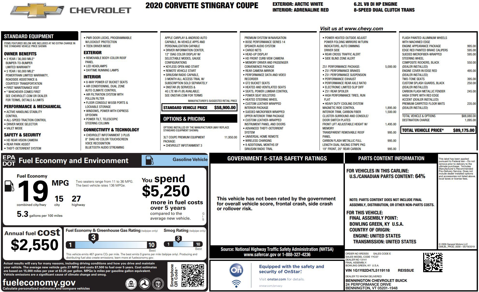 Used 2020 Chevrolet Corvette Stingray Premium Cpe w/ 3LT Preferred Equipment Group image 27