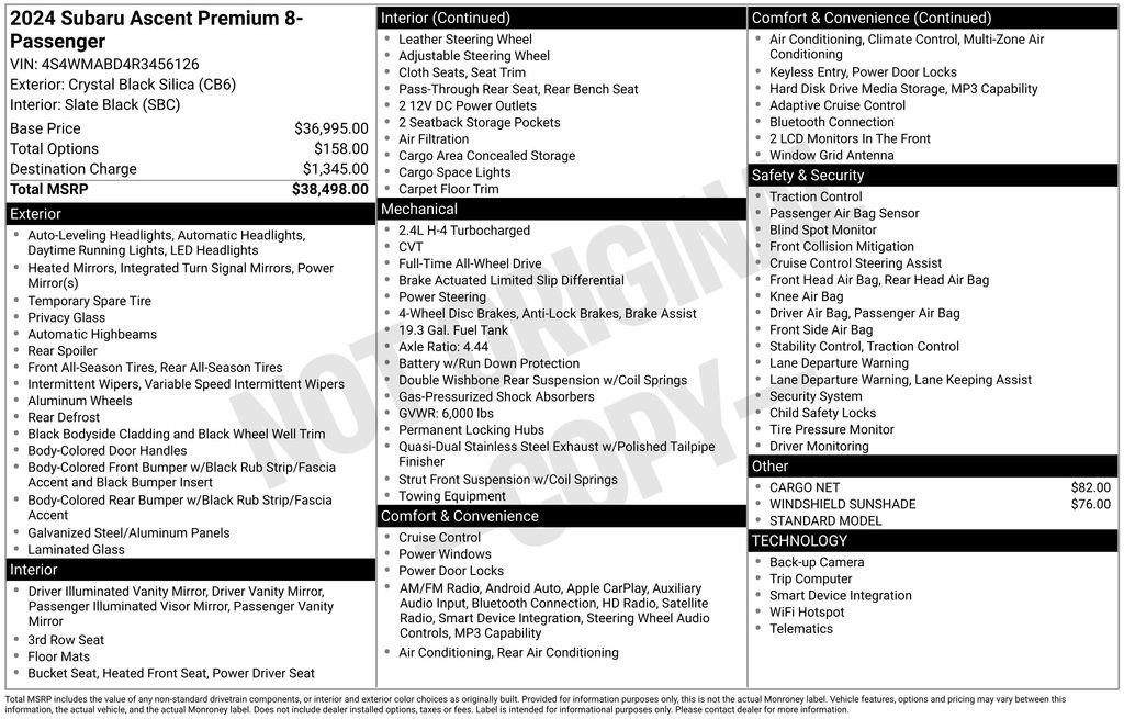 Used 2024 Subaru Ascent Premium image 29
