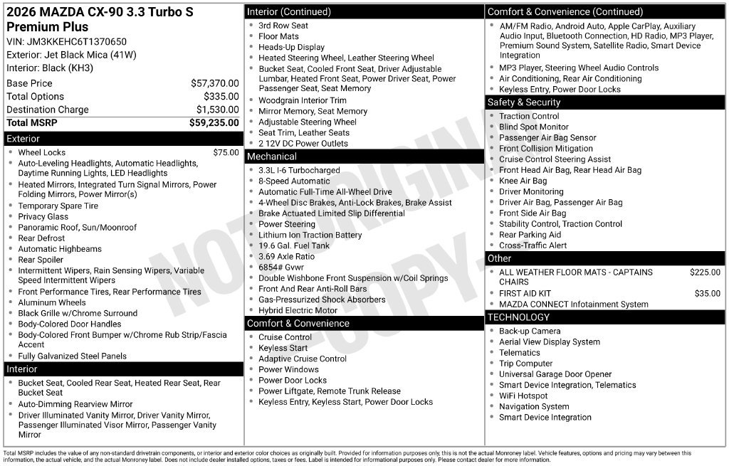 New 2026 MAZDA CX-90 3.3 Turbo S w/ Premium Plus AWD/4WD image 6