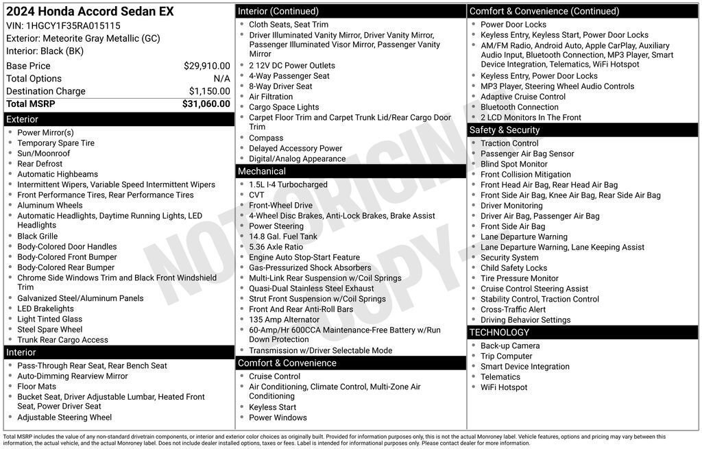 Certified 2024 Honda Accord EX image 30