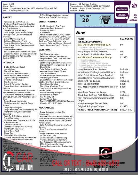 Used 2023 RAM ProMaster 3500 w/ Driver Convenience Group image 10