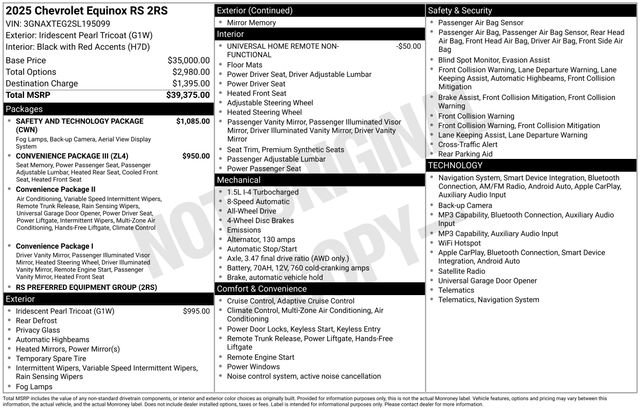 Used 2025 Chevrolet Equinox RS w/ Safety and Technology Package AWD/4WD image 5