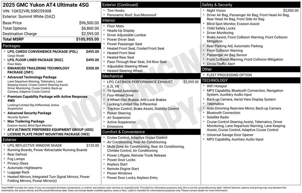 Certified 2025 GMC Yukon AT4 Ultimate w/ LPO, Floor Liner Package AWD/4WD image 41