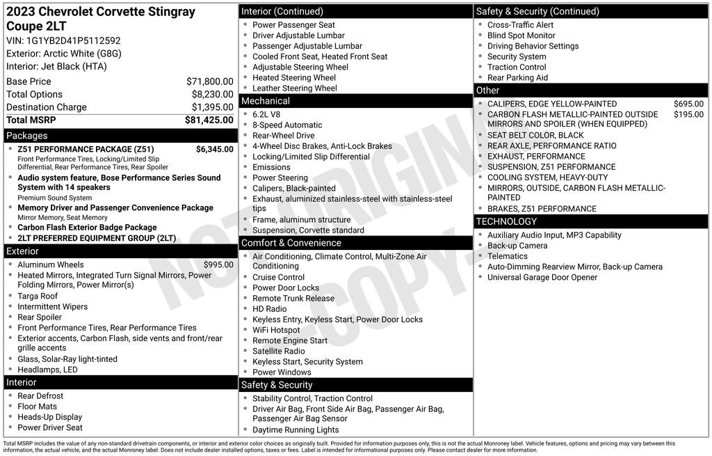 Used 2023 Chevrolet Corvette Stingray Preferred Cpe w/ Z51 Performance Package image 2