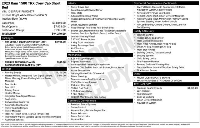 Used 2023 RAM 1500 TRX w/ TRX Level 1 Equipment Group AWD/4WD image 31
