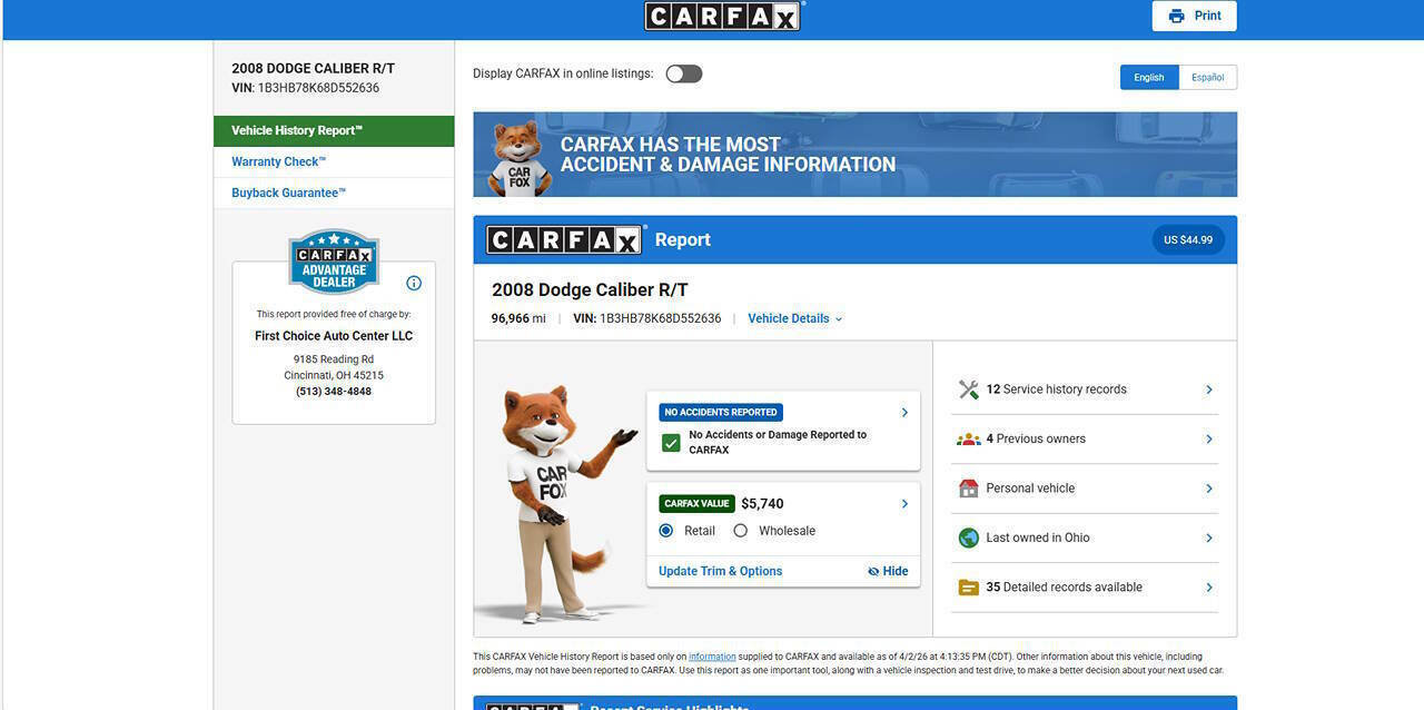 Used 2008 Dodge Caliber R/T FWD image 2