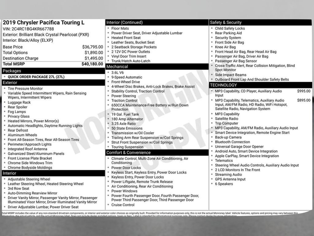 Used 2019 Chrysler Pacifica Touring-L FWD image 38