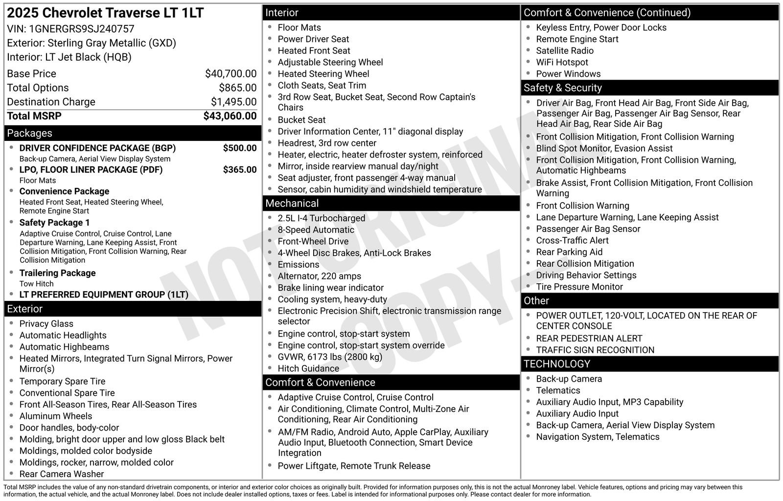 Used 2025 Chevrolet Traverse LT w/ Driver Confidence Package image 13
