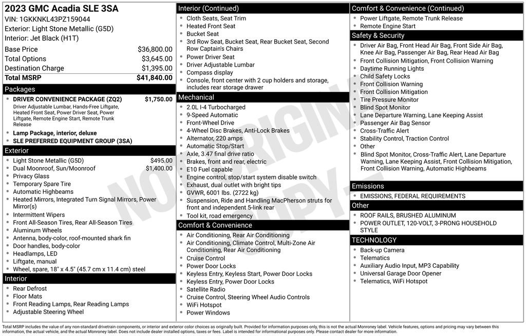 Used 2023 GMC Acadia SLE w/ Driver Convenience Package image 3