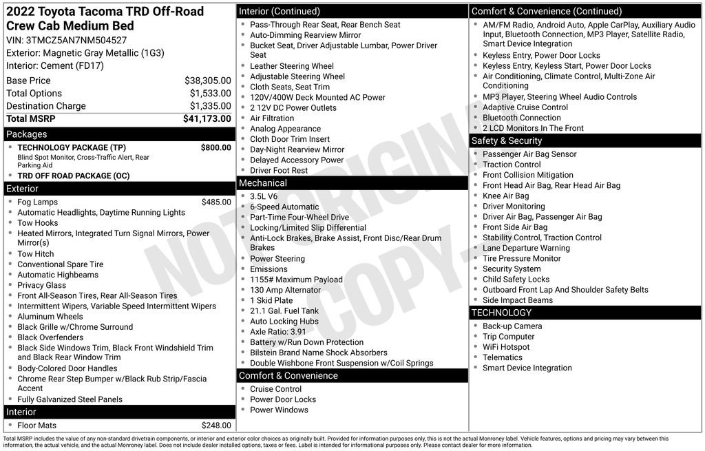 Used 2022 Toyota Tacoma TRD Off-Road w/ Technology Package image 39