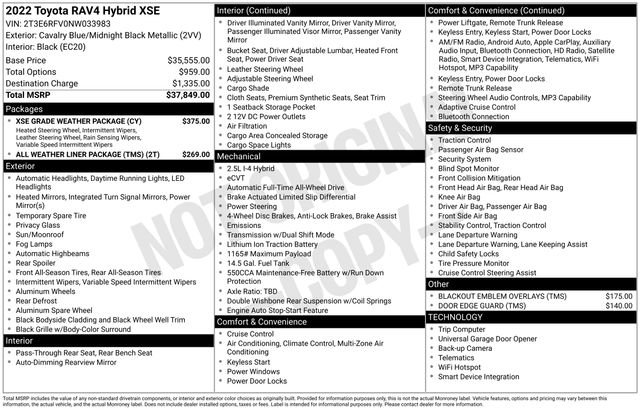 Used 2022 Toyota RAV4 XSE w/ XSE Grade Weather Package AWD/4WD image 36
