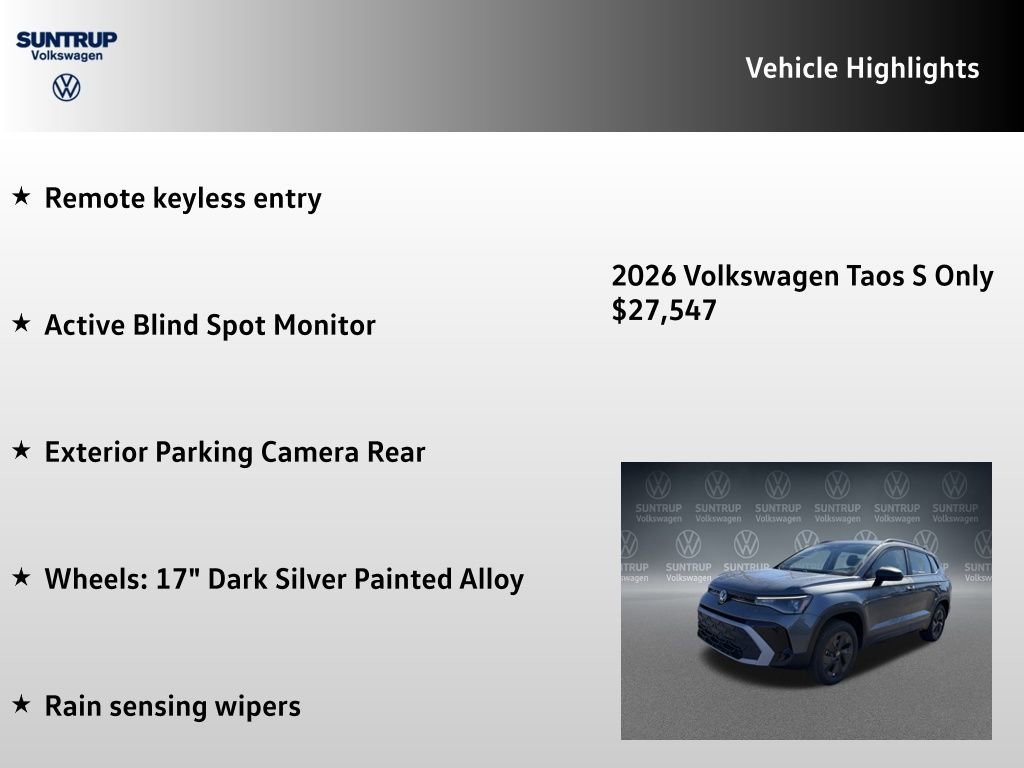 New 2026 Volkswagen Taos S image 7