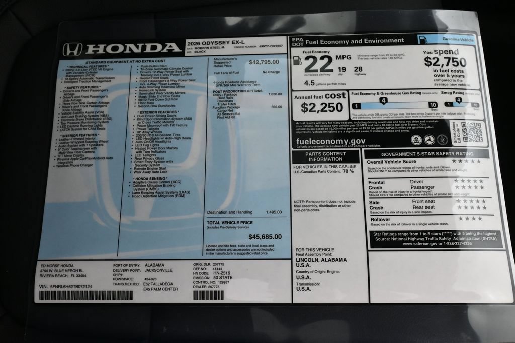 New 2026 Honda Odyssey EX-L image 33
